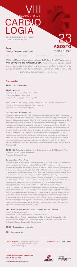  VIII Simpósio de Cardiologia - Hospital Marcelino Champagnat